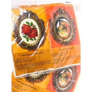 2 VTG Christmas Crewel Kits With Brass Frames